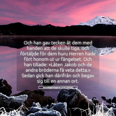 Picture 05 - Apostlagärningarna 12:17 SV1917 - Och han gav tecken åt dem med handen att de - Bible Verse Picture