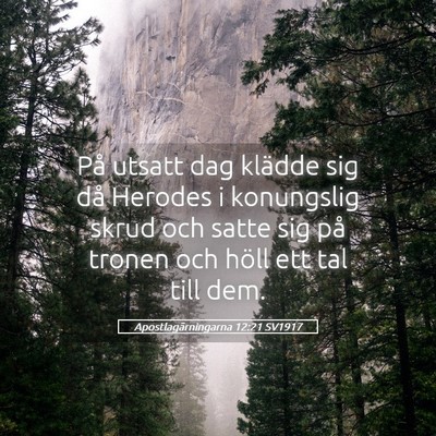 Picture 05 - Apostlagärningarna 12:21 SV1917 - På utsatt dag klädde sig då Herodes i - Bible Verse Picture
