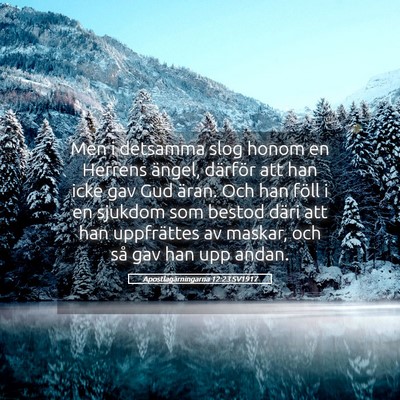Picture 05 - Apostlagärningarna 12:23 SV1917 - Men i detsamma slog honom en Herrens ängel, - Bible Verse Picture