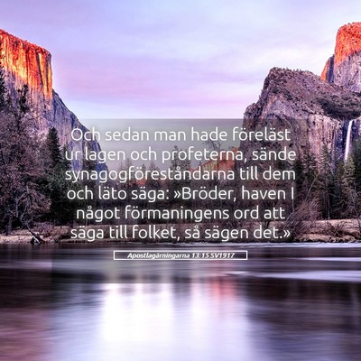 Picture 05 - Apostlagärningarna 13:15 SV1917 - Och sedan man hade föreläst ur lagen och - Bible Verse Picture