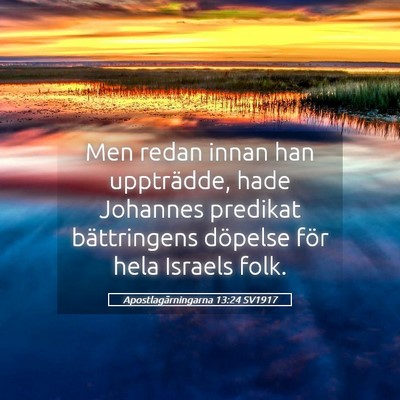 Picture 05 - Apostlagärningarna 13:24 SV1917 - Men redan innan han uppträdde, hade Johannes - Bible Verse Picture