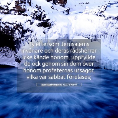 Picture 05 - Apostlagärningarna 13:27 SV1917 - Ty eftersom Jerusalems invånare och deras - Bible Verse Picture