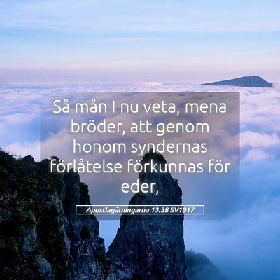 Picture 05 - Apostlagärningarna 13:38 SV1917 - Så mån I nu veta, mena bröder, att genom honom - Bible Verse Picture