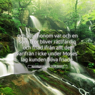 Picture 05 - Apostlagärningarna 13:39 SV1917 - och att i honom var och en som tror bliver - Bible Verse Picture