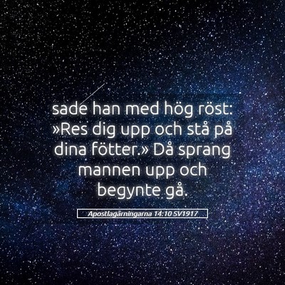Picture 05 - Apostlagärningarna 14:10 SV1917 - sade han med hög röst: »Res dig upp och stå - Bible Verse Picture