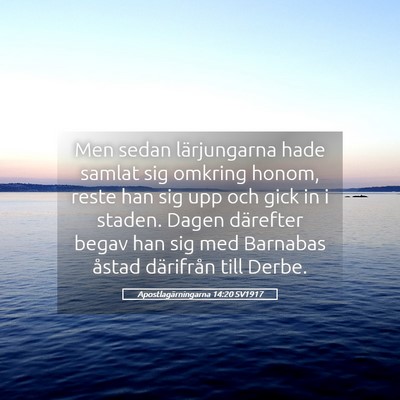 Picture 05 - Apostlagärningarna 14:20 SV1917 - Men sedan lärjungarna hade samlat sig omkring - Bible Verse Picture