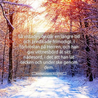 Picture 05 - Apostlagärningarna 14:3 SV1917 - Så vistades de där en längre tid och predikade - Bible Verse Picture