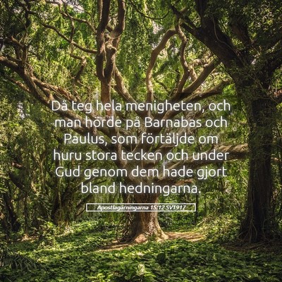 Picture 05 - Apostlagärningarna 15:12 SV1917 - Då teg hela menigheten, och man hörde på - Bible Verse Picture