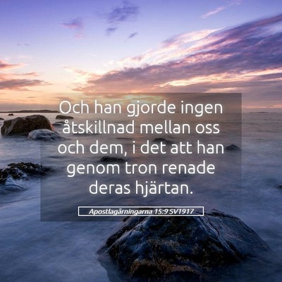 Picture 05 - Apostlagärningarna 15:9 SV1917 - Och han gjorde ingen åtskillnad mellan oss och - Bible Verse Picture