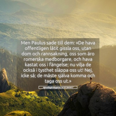 Picture 05 - Apostlagärningarna 16:37 SV1917 - Men Paulus sade till dem: »De hava offentligen - Bible Verse Picture