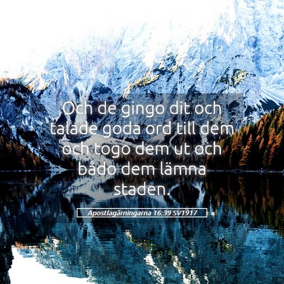 Picture 05 - Apostlagärningarna 16:39 SV1917 - Och de gingo dit och talade goda ord till dem och - Bible Verse Picture