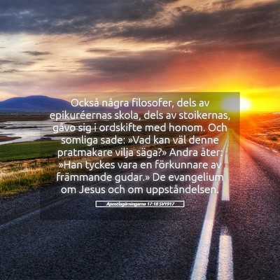 Picture 05 - Apostlagärningarna 17:18 SV1917 - Också några filosofer, dels av epikuréernas - Bible Verse Picture