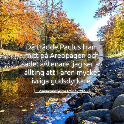 Picture 05 - Apostlagärningarna 17:22 SV1917 - Då trädde Paulus fram mitt på Areopagen och - Bible Verse Picture