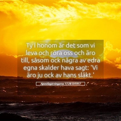 Picture 05 - Apostlagärningarna 17:28 SV1917 - Ty i honom är det som vi leva och röra oss och - Bible Verse Picture