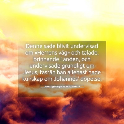 Picture 05 - Apostlagärningarna 18:25 SV1917 - Denne sade blivit undervisad om »Herrens väg» - Bible Verse Picture