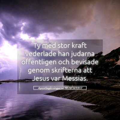 Picture 05 - Apostlagärningarna 18:28 SV1917 - Ty med stor kraft vederlade han judarna - Bible Verse Picture