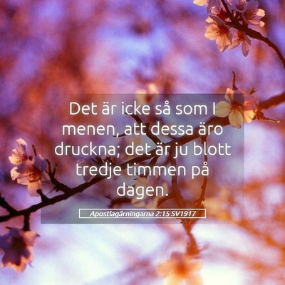 Picture 05 - Apostlagärningarna 2:15 SV1917 - Det är icke så som I menen, att dessa äro - Bible Verse Picture