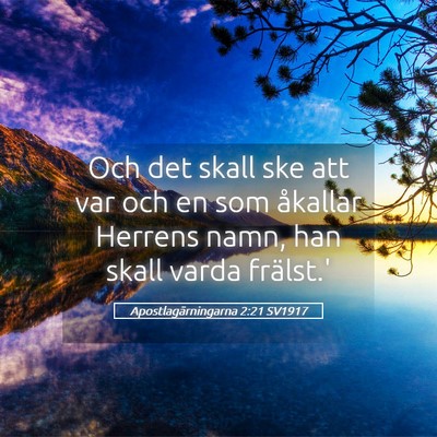 Picture 05 - Apostlagärningarna 2:21 SV1917 - Och det skall ske att var och en som åkallar - Bible Verse Picture