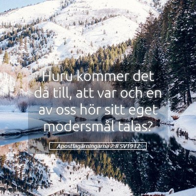 Picture 05 - Apostlagärningarna 2:8 SV1917 - Huru kommer det då till, att var och en av oss - Bible Verse Picture