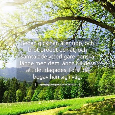 Picture 05 - Apostlagärningarna 20:11 SV1917 - Sedan gick han åter upp, och bröt brödet och - Bible Verse Picture