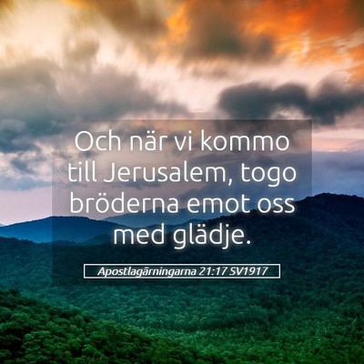 Picture 05 - Apostlagärningarna 21:17 SV1917 - Och när vi kommo till Jerusalem, togo bröderna - Bible Verse Picture