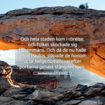 Picture 05 - Apostlagärningarna 21:30 SV1917 - Och hela staden kom i rörelse, och folket - Bible Verse Picture