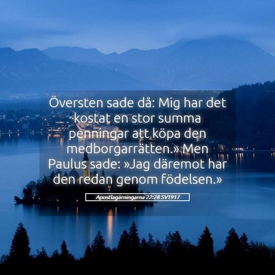 Picture 05 - Apostlagärningarna 22:28 SV1917 - Översten sade då: Mig har det kostat en stor - Bible Verse Picture