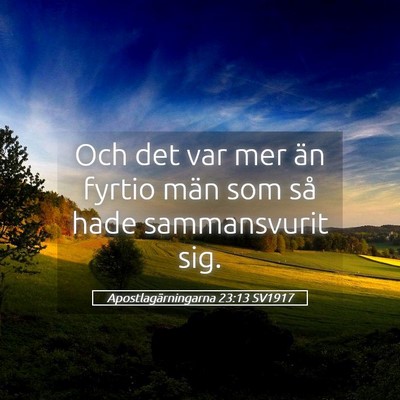 Picture 05 - Apostlagärningarna 23:13 SV1917 - Och det var mer än fyrtio män som så hade - Bible Verse Picture