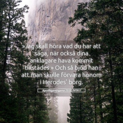 Picture 05 - Apostlagärningarna 23:35 SV1917 - »Jag skall höra vad du har att säga, när - Bible Verse Picture