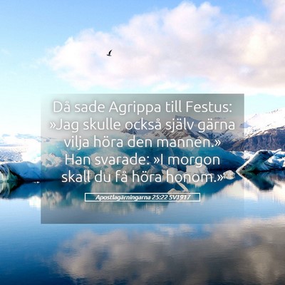 Picture 05 - Apostlagärningarna 25:22 SV1917 - Då sade Agrippa till Festus: »Jag skulle också - Bible Verse Picture