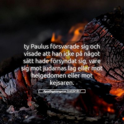 Picture 05 - Apostlagärningarna 25:8 SV1917 - ty Paulus försvarade sig och visade att han icke - Bible Verse Picture