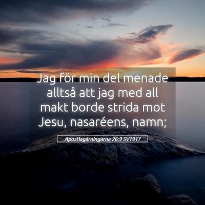 Picture 05 - Apostlagärningarna 26:9 SV1917 - Jag för min del menade alltså att jag med all - Bible Verse Picture