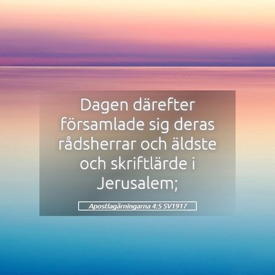 Picture 05 - Apostlagärningarna 4:5 SV1917 - Dagen därefter församlade sig deras rådsherrar - Bible Verse Picture