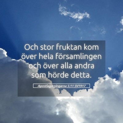 Picture 05 - Apostlagärningarna 5:11 SV1917 - Och stor fruktan kom över hela församlingen och - Bible Verse Picture