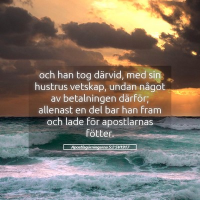 Picture 05 - Apostlagärningarna 5:2 SV1917 - och han tog därvid, med sin hustrus vetskap, - Bible Verse Picture