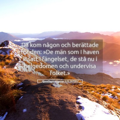 Picture 05 - Apostlagärningarna 5:25 SV1917 - Då kom någon och berättade för den: »De män - Bible Verse Picture
