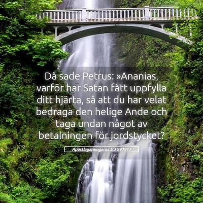 Picture 05 - Apostlagärningarna 5:3 SV1917 - Då sade Petrus: »Ananias, varför har Satan - Bible Verse Picture
