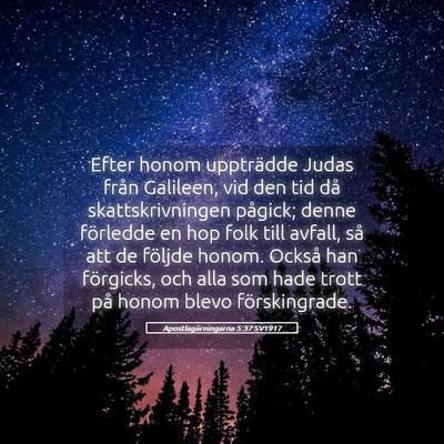 Picture 05 - Apostlagärningarna 5:37 SV1917 - Efter honom uppträdde Judas från Galileen, vid - Bible Verse Picture