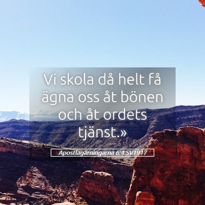 Picture 05 - Apostlagärningarna 6:4 SV1917 - Vi skola då helt få ägna oss åt bönen och - Bible Verse Picture