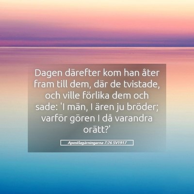 Picture 05 - Apostlagärningarna 7:26 SV1917 - Dagen därefter kom han åter fram till dem, där - Bible Verse Picture