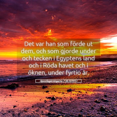 Picture 05 - Apostlagärningarna 7:36 SV1917 - Det var han som förde ut dem, och som gjorde - Bible Verse Picture