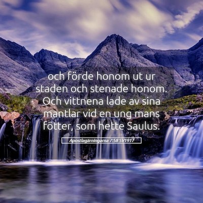 Picture 05 - Apostlagärningarna 7:58 SV1917 - och förde honom ut ur staden och stenade honom. - Bible Verse Picture