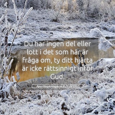 Picture 05 - Apostlagärningarna 8:21 SV1917 - Du har ingen del eller lott i det som här är - Bible Verse Picture