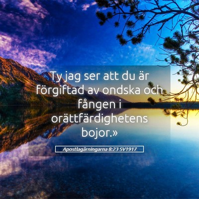 Picture 05 - Apostlagärningarna 8:23 SV1917 - Ty jag ser att du är förgiftad av ondska och - Bible Verse Picture