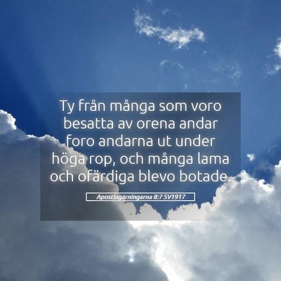 Picture 05 - Apostlagärningarna 8:7 SV1917 - Ty från många som voro besatta av orena andar - Bible Verse Picture