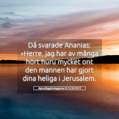 Picture 05 - Apostlagärningarna 9:13 SV1917 - Då svarade Ananias: »Herre, jag har av många - Bible Verse Picture