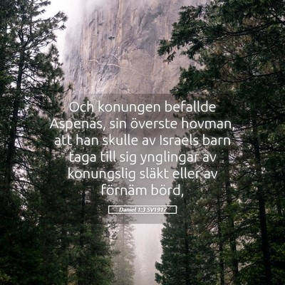 Picture 05 - Daniel 1:3 SV1917 - Och konungen befallde Aspenas, sin överste - Bible Verse Picture