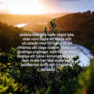 Picture 05 - Daniel 1:4 SV1917 - sådana som icke hade något lyte, utan voro - Bible Verse Picture