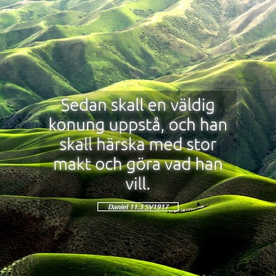 Picture 05 - Daniel 11:3 SV1917 - Sedan skall en väldig konung uppstå, och han - Bible Verse Picture