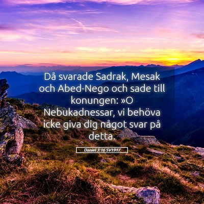 Picture 05 - Daniel 3:16 SV1917 - Då svarade Sadrak, Mesak och Abed-Nego och sade - Bible Verse Picture